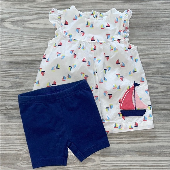 ⭐Carter’s Baby Girl 2-Piece Sailboat Summer Outfit, Size 3M⭐ - Picture 1 of 4